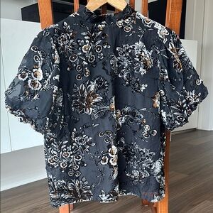 Floral Black Blouse